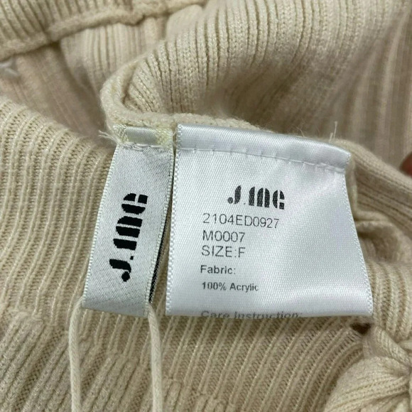 J.ING Wide Leg Pants Womens Sz XS-S Cream Ribbed Loose High Rise Stretch Knitted - Picture 9 of 11